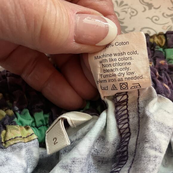 J Crew Purple/Green Boho Peasant Party Flare Skirt W/Pockets 2 - Picture 8 of 9